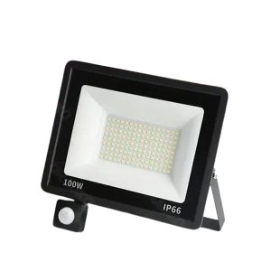 PROYECTOR LED ULTRA SLIM 100W IP66 NEGRO C/ SENSOR DE MOVIMIENTO